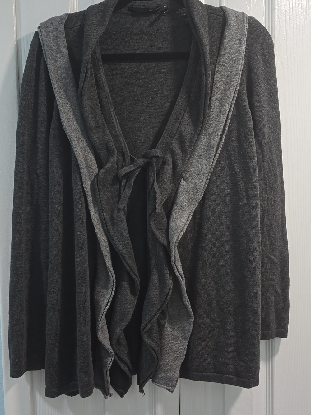 Daisy Fuentes Dark Gray Open-Front Hooded Cardigan
